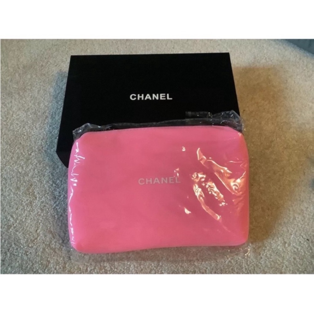 Chanel Pink Neoprene Cosmetic Bag NIB